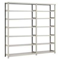 スチール棚 中量300kg連増(2連結棚) H2400×W3000×D600(mm) 棚板14枚 ※柱芯寸法の商品画像