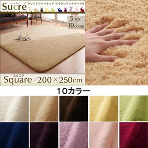 ラビットファータッチマイクロファイバーラグ【Sucre】シュクレ　スクエア(長方形)200×250cm/１０カラー