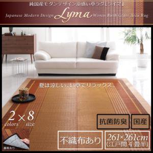 国産モダンデザイン涼感い草ラグ【Lyma】ライマ/不織布あり/261x261cm　江戸間4畳半/２カラー