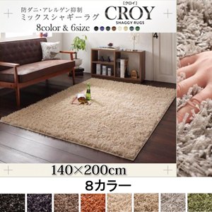 防ダニ・アレルゲン抑制ミックスシャギーラグ【CROY】クロイ/140×200cm/８カラー