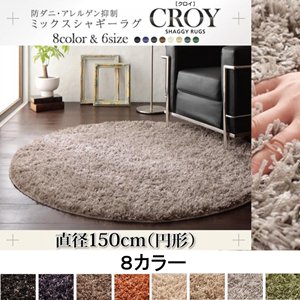 防ダニ・アレルゲン抑制ミックスシャギーラグ【CROY】クロイ/直径150cm(円形) /８カラー