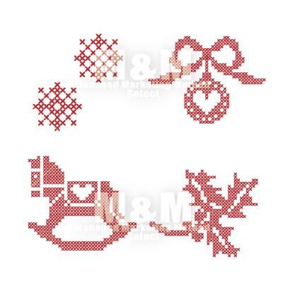 パターン素材 クロスステッチ関連素材 クロスステッチ クリスマス刺繍セット レッド M M Collection