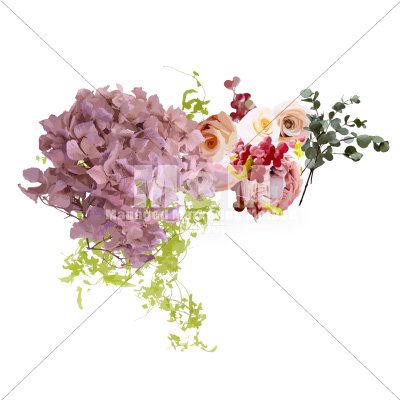 イラスト素材 花 ドライフラワー ドライあじさい アンティークピンク 葉っぱ 赤い実 ペッパーベリー ローズ M M Collection
