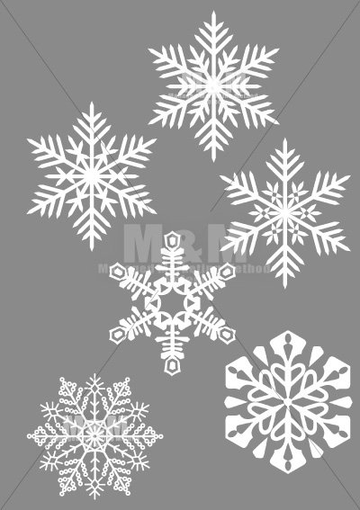 イラスト素材 雪の結晶 ホワイト 01 06 ６点セット M M Collection