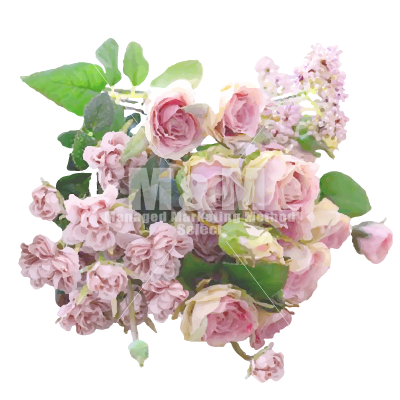 ナチュラルエレガントなピンクのバラのブーケ イラスト素材 Flower フラワー M M Collection