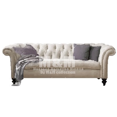 イラスト素材 Furniture 家具 エレガントな白いソファーとクッション ブランケット M M Collection