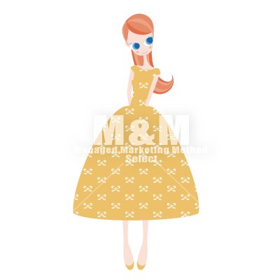 イラスト素材 Woman 25 ライトオレンジのリボン柄ドレスの女の子 M M Collection