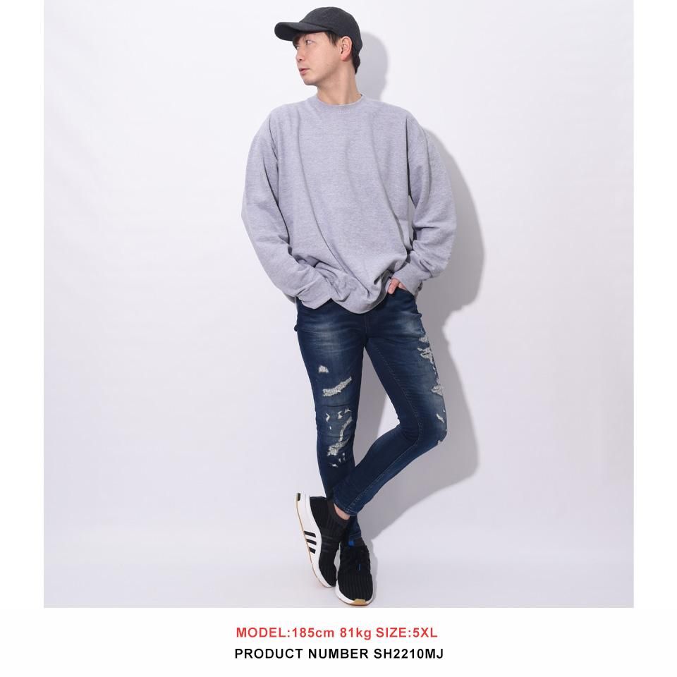 大きいサイズの無地トレーナー(2XL,3XL,4XL,5XL)厚手で昔っぽい