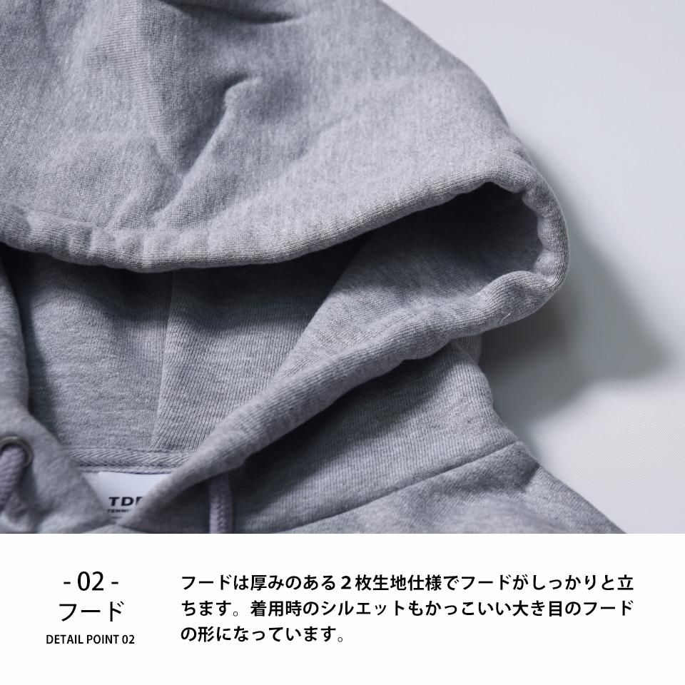 分厚い12.4オンスの裏起毛プルオーバーパーカー 丸紐 (TDD