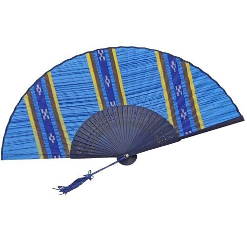 高級シルク扇子 ミンサー(青)