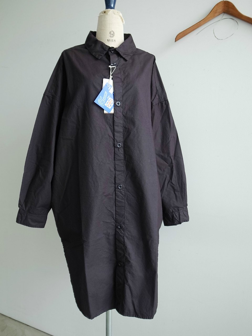YARMO オーバーサイズシャツ ナチュラル ブラック YAR-19AW-S11