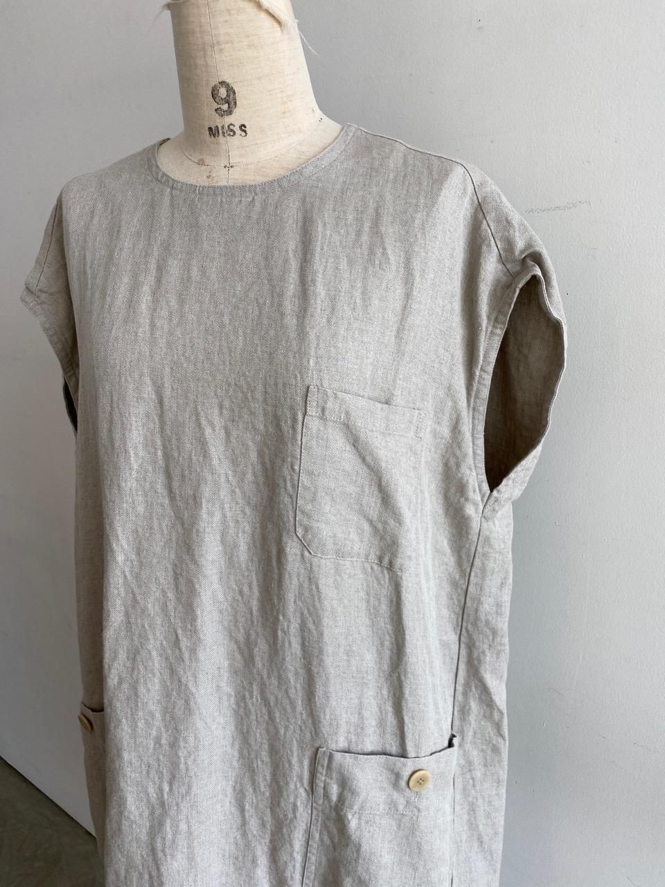 SARAHWEAR リネンツイルクルーネックドレス C71071 HACHITEN