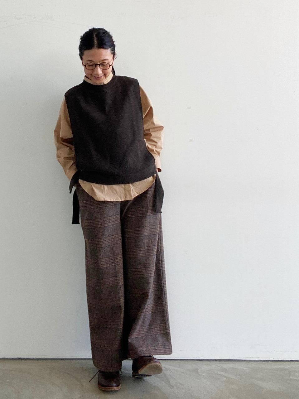 mao made ツィードライクチェックパンツ 041301 HACHITEN