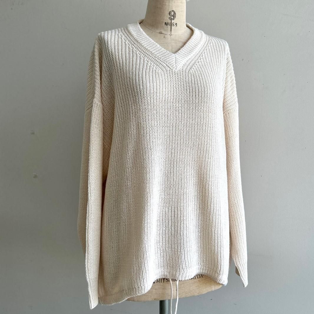 mao made 浅Vネック裾ドロストゆるっとプルオーバー 341114 セーター ニット 23AW グレー レディース マオメイド【中古】5-0426M∞ mao made 浅Vネック裾ドロストゆるっとプルオーバー 341114