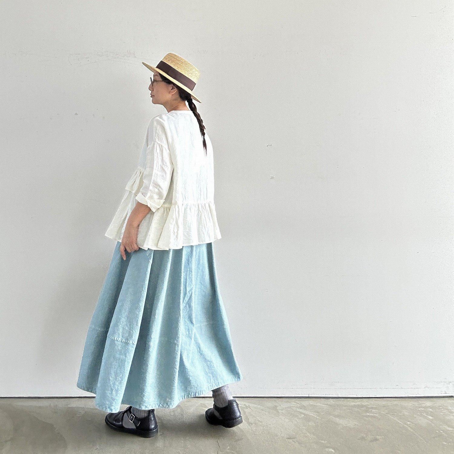 GAUZE# ガーゼ　アシンメトリーフリルブラウス　　　　黒 Gauze# 