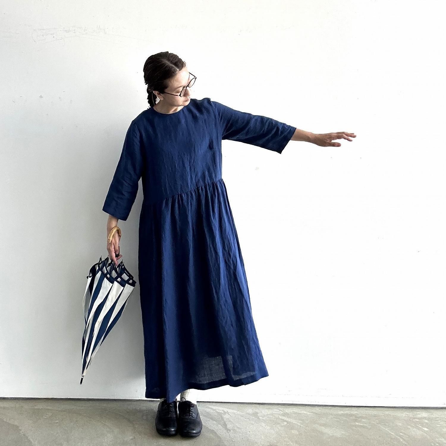 SARAHWEAR ベルギーリネン切替ギャザードレス C71241 HACHITEN