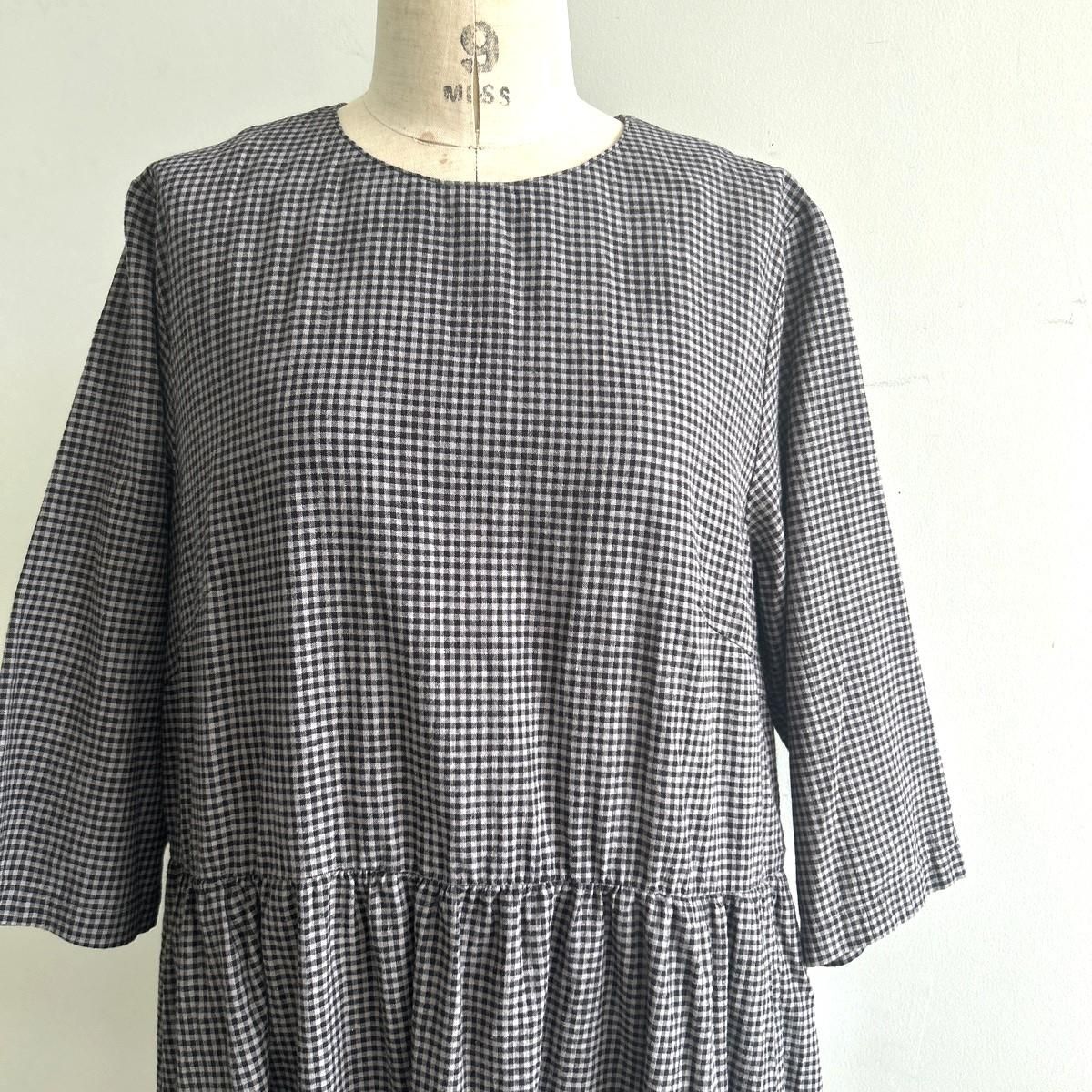 SARAHWEAR コットンリネンギンガムチェックワンピース C71242