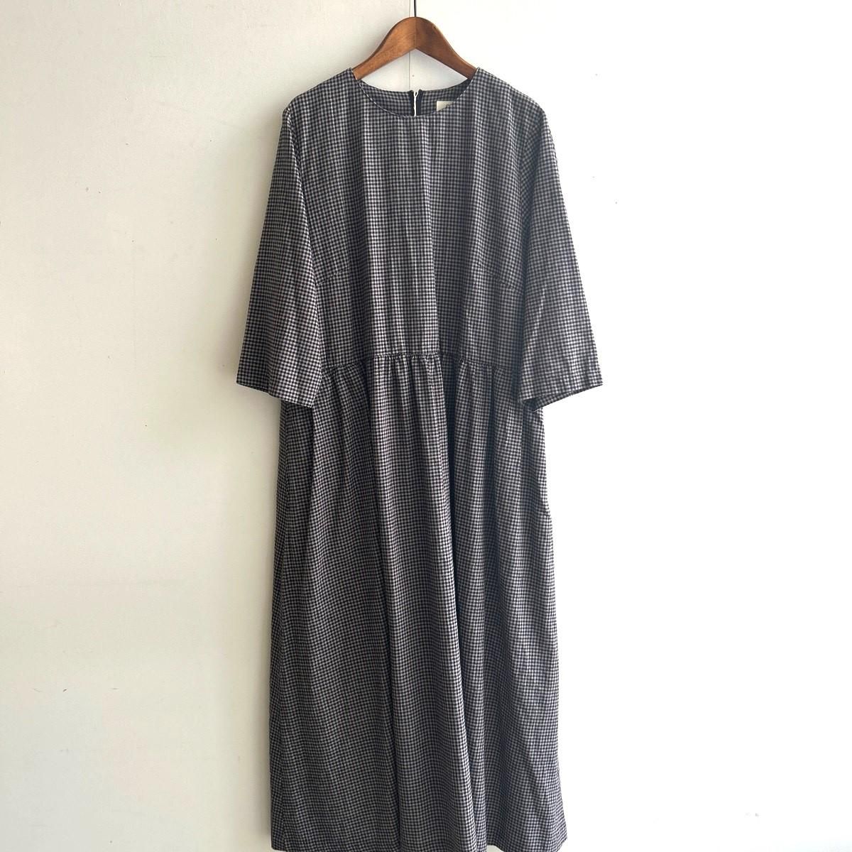 SARAHWEAR コットンリネンギンガムチェックワンピース C71242