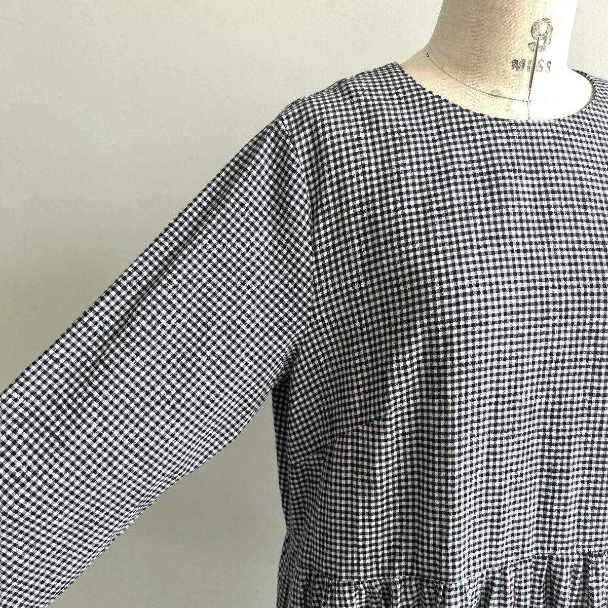 SARAHWEAR コットンリネンギンガムチェックワンピース C71242