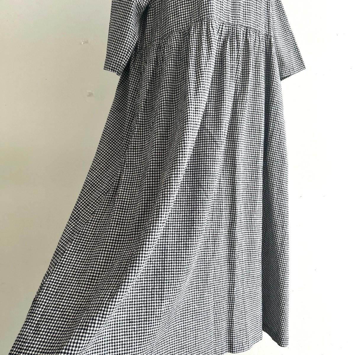 SARAHWEAR コットンリネンギンガムチェックワンピース C71242
