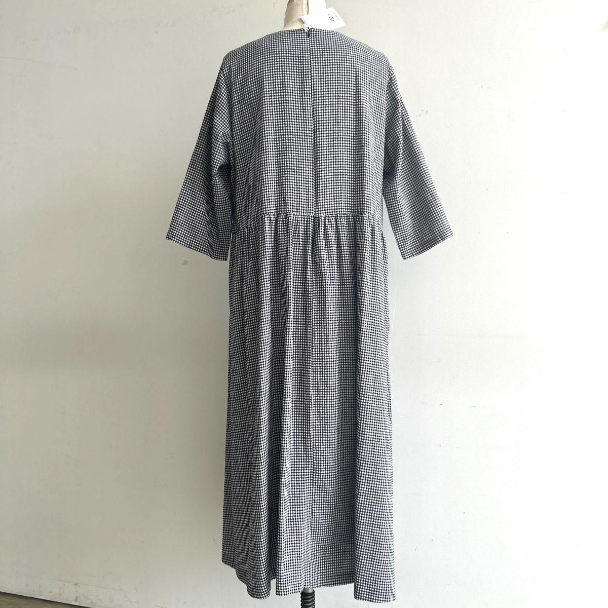 SARAHWEAR コットンリネンギンガムチェックワンピース C71242