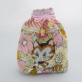 コップ袋(猫ちゃんとお花 ストライプ)