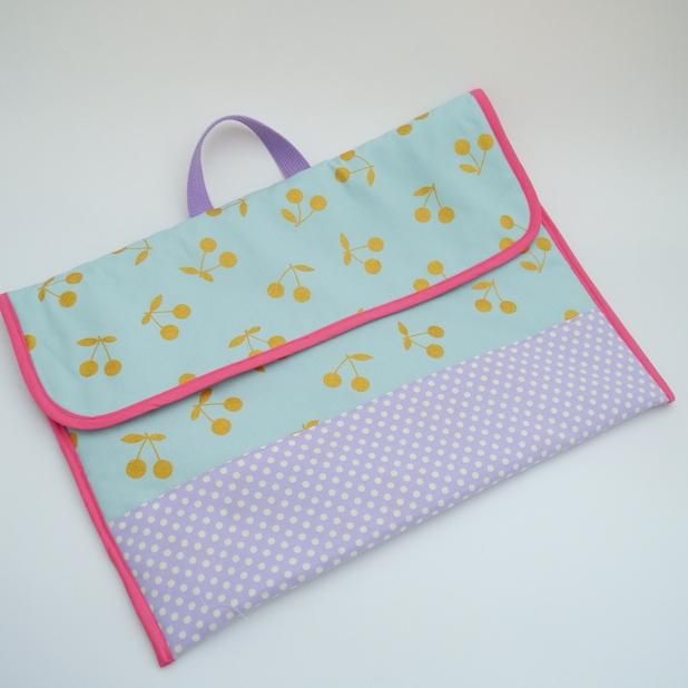 防災頭巾カバー(背もたれタイプ)(さくらんぼミント＆ゴールド)