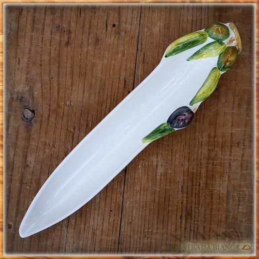 イタリア製〉オリーブ レリーフ皿-ストラーダビアンカ