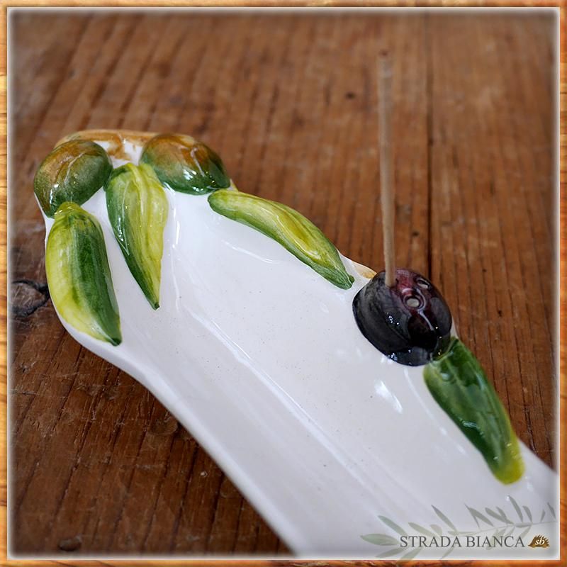 イタリア製　新品　レリーフ大皿　直径34cm イタリア製〉オリーブ レリーフ皿-ストラーダビアンカ