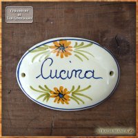 陶器のルームプレート  CUCINA (キッチン）