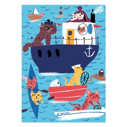 Kehvola Design / Marika Maijala [ Seacats ] 50x70cm poster