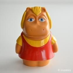 昭和レトロ　ゼンマイ式貯金箱　ブリキ製「HAPPY HIPPO BANK」カバ 昭和レトロ ゼンマイ式貯金箱 ブリキ製「HAPPY HIPPO BANK」カバ