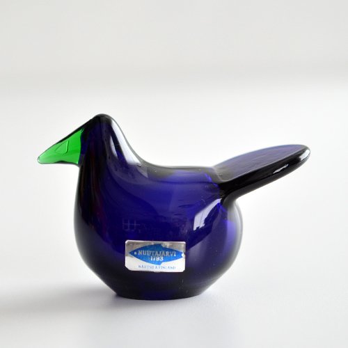 Nuutajarvi / Birds by Oiva Toikka - Sieppo / Flycatcher (Cobalt-Blue x Green) - マルカ・オンラインショップへよう