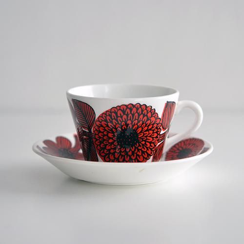 Gustavsberg / Stig Lindberg [ Rod Aster ] coffeecup & saucer