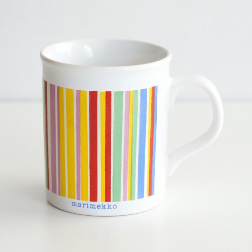 marimekko [ made in England ] old mug (multi color stripe