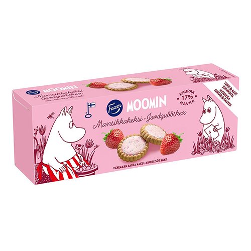 Fazer ファッツェル Moomin ムーミン ストロベリークッキー (125g/12枚入) -  マルカ・オンラインショップへようこそ。2007年より北欧のヴィンテージテーブルウェアと北欧雑貨を販売している通販サイトです 。神戸・北野に実店舗がございます。