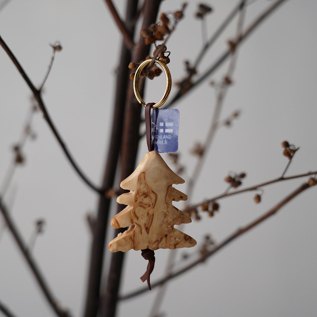 Wood Jewel Finland - 白樺のキーホルダー（モミの木） - 北欧雑貨 マルカのオンラインショップ