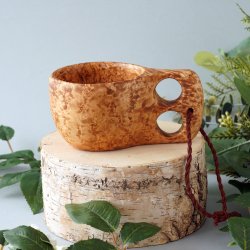 Wood Jewel Finland - カーリーバーチのククサ（150ml/ラウンドハンドル）