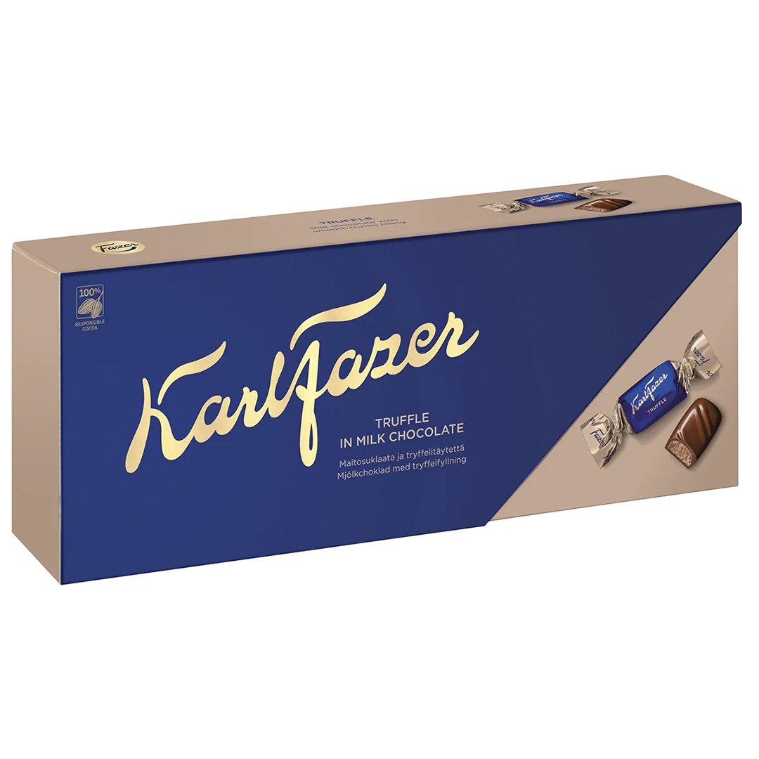 Fazer ファッツェル Karl Fazel トリュフチョコレート(箱入り/270g/約36粒） -  マルカ・オンラインショップへようこそ。2007年より北欧のヴィンテージテーブルウェアと北欧雑貨を販売している通販サイトです。神戸・北野に実店舗がございます。