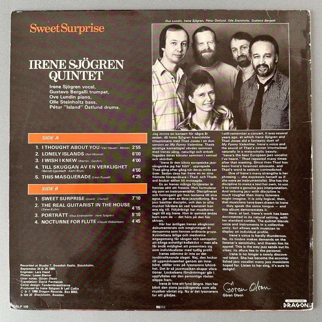 洋楽 Irene Sjogren Quintet/Sweet surprise LP IRENE SJOGREN QUINTET [ SWEET SURPRISE ] USED LP (SWEDEN