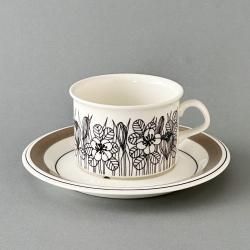 ARABIA / Esteri Tomula [ Krokus black ] teacup & saucer (gray lim)