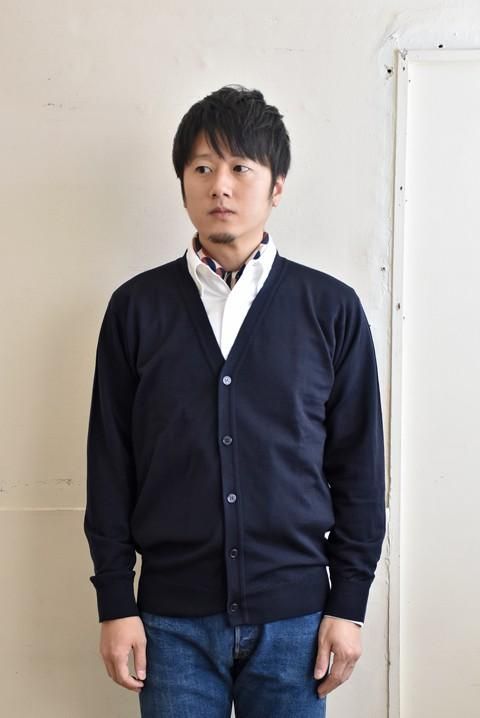 JOHN SMEDLEY（ジョンスメドレー） 24G Vネックカーディガン MIDNIGHT ...