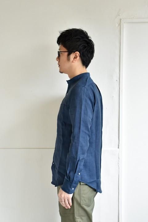 Harriss ハリス リネンバンドカラーシャツ ネイビー セレクトショップzabouの通販 ウェブショップ Harriss ハリス リネンバンドカラーシャツ ネイビー セレクトショップzabouの通販 ウェブショップ