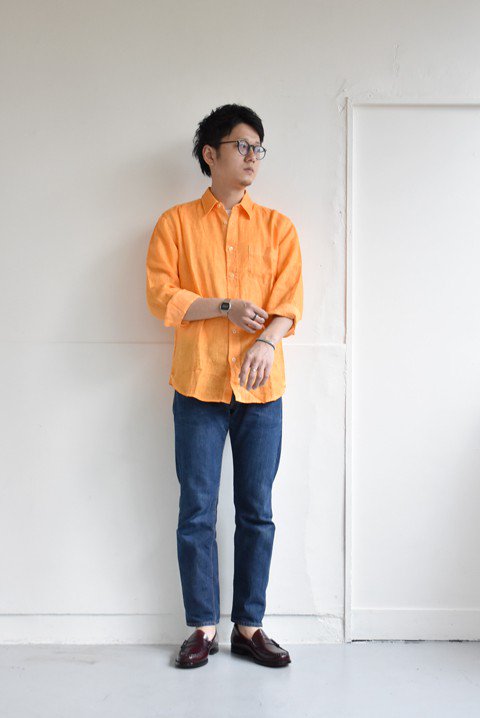 120%LINO（120%リノ） linen shirt オレンジ - ZABOU