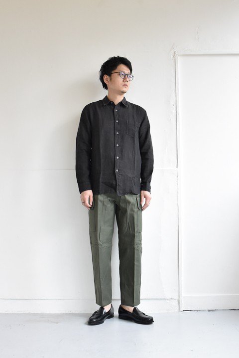 120%LINO（120%リノ） linen shirt ブラック - ZABOU