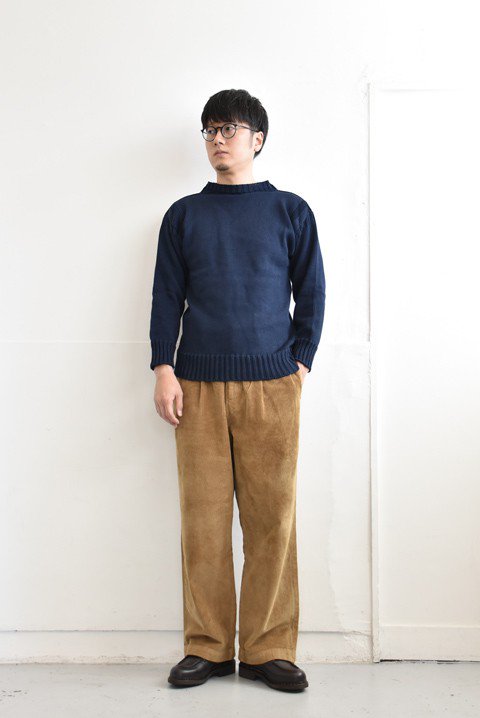 GUERNSEY WOOLLENS（ガンジーウーレンズ） COTTON TRADITIONAL GUERNSEY リッチネイビー - ZABOU