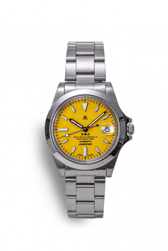 <img class='new_mark_img1' src='https://img.shop-pro.jp/img/new/icons13.gif' style='border:none;display:inline;margin:0px;padding:0px;width:auto;' />Naval WatchʥʥХ å Produced By LOWERCASE FRXA015 Yellow Mechanical S/S 3 links Metal band
