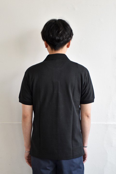 ラコステ × サカイ ポロシャツドッキング シャツ 半袖 切替 2 黒 ブラック