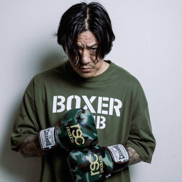 BOXER CLUB ロゴ ビッグシルエットコットンTシャツ - ボクシングと