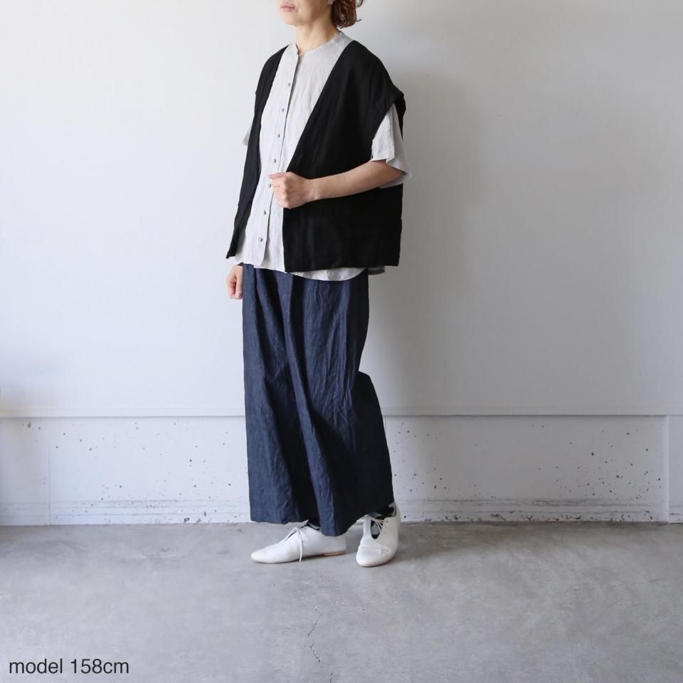 atelier an one リネンVベスト 1 メランジカラー ワッシャー加工